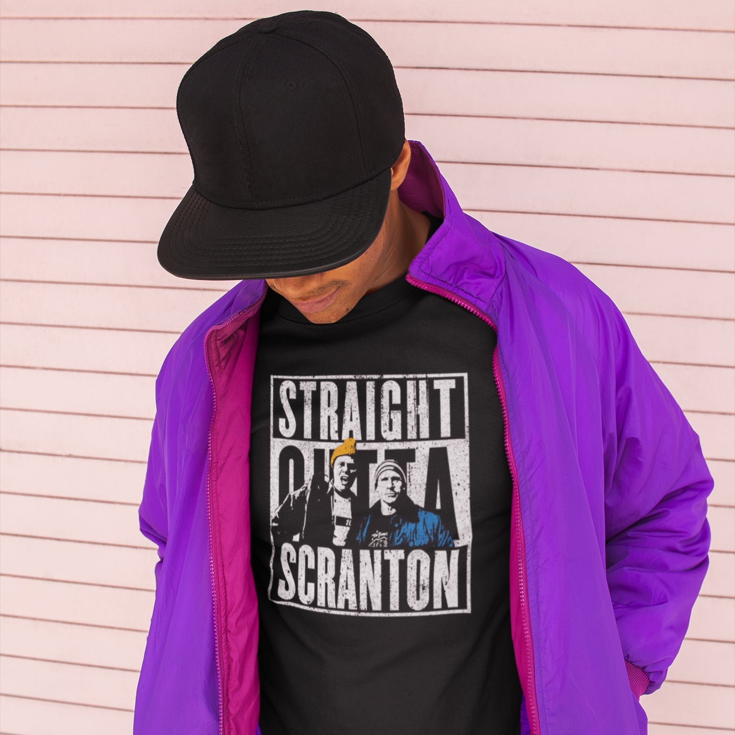 Interessante Straight Outta Scranton - T-shirt da uomo leggera nera Nero XL Interessante Straight Outta Scranton - T-shirt da uomo leggera nera Nero XL
